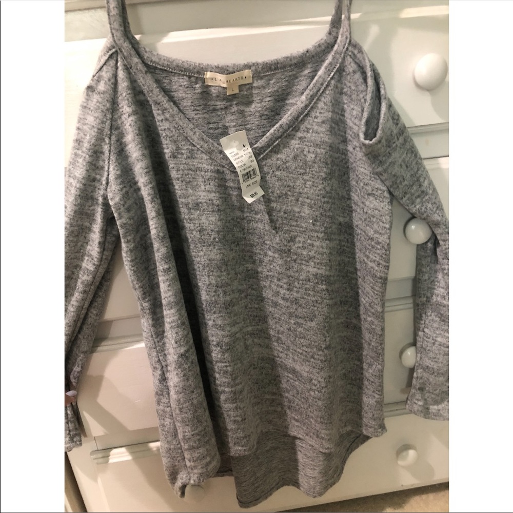 LA hearts heather gray long sleeve